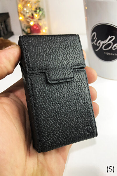 CIGBOXTR Deri Sigara Kutusu - Kısa Dar Paket (S) - Touch Blue-Slender- Mıknat...