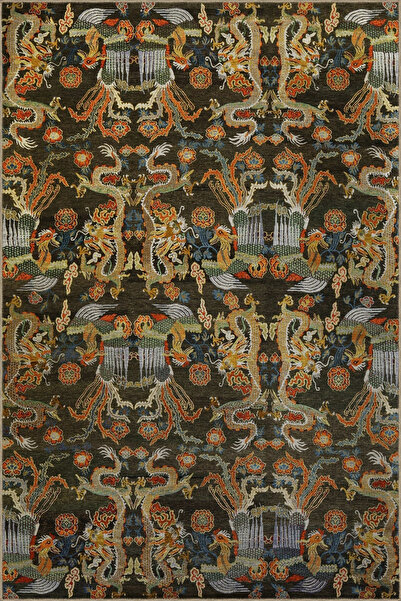 Rugs Modern Halı Çok Renkli Soyut Saray ve Ejderha Desenli Kreatif Modern Dek...
