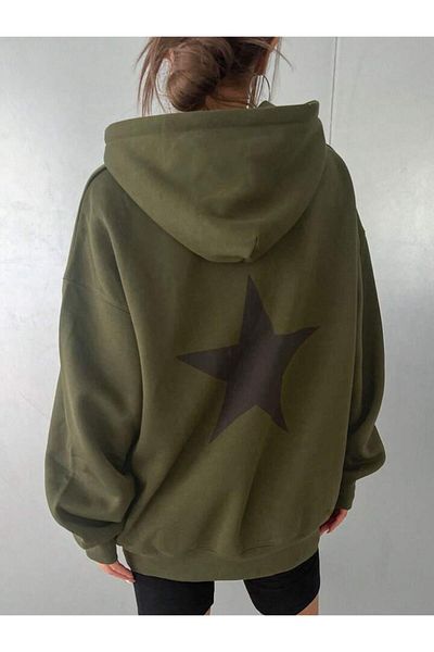AFROGİYİM Φούτερ με κουκούλα με στάμπα Star Unisex Oversize