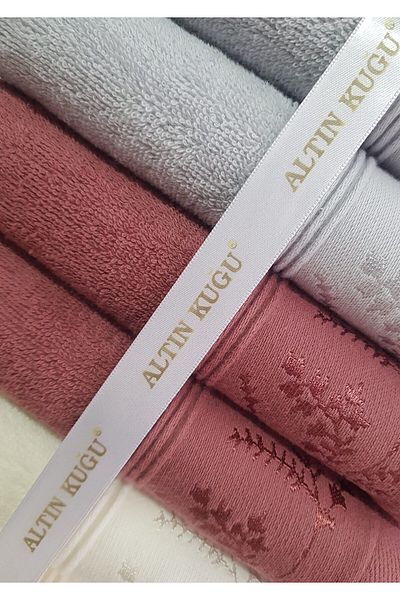 Özdilek Ditsy Towel 6 Pieces - Gray Cream Pink
