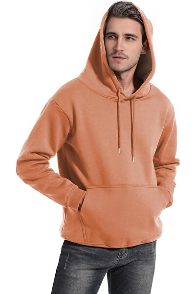 GHASSY CO. Ghassy Co. Erkek Ultra Termal Kapüşonlu Sherpa Astarlı Kanguru Cepli Sweatshirt