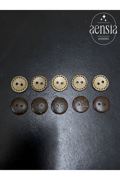 aensia Real Coconut Coconut Button with Laser Stitching Detail 20 Size Buttons with Straight Holes - Pack of 10 Buttons