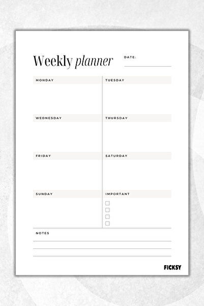 Ficksy مخطط أسبوعي - مقاس A4 - 30 ورقة - مخطط أسبوعي