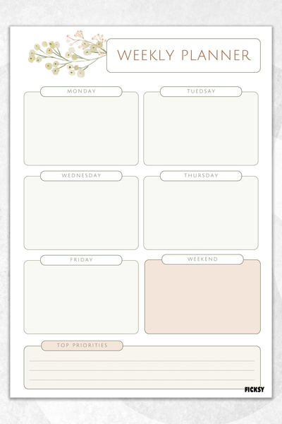 Ficksy مخطط أسبوعي - مقاس A4 - 30 ورقة - مخطط أسبوعي