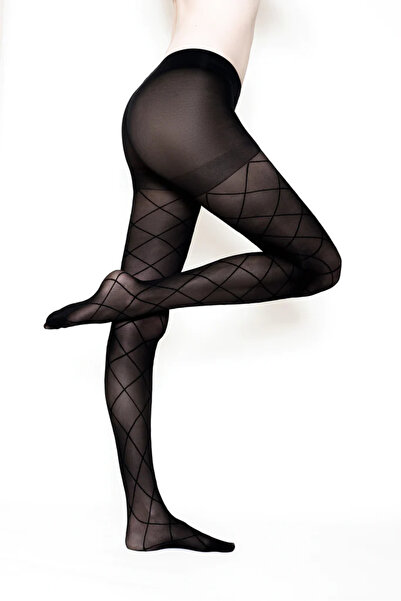 MİSTİRİK Sorano Model Azra Pattern Tightening Thin Socks Pantyhose Black Color