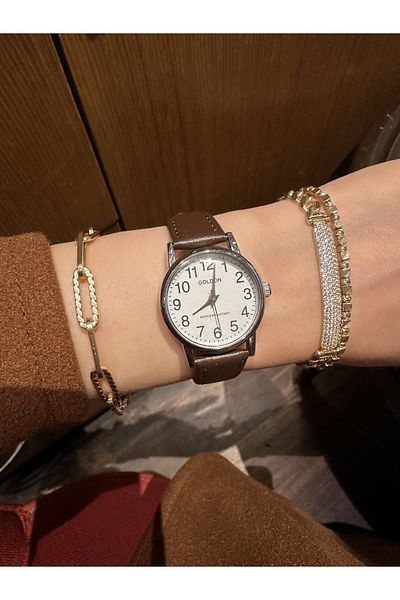GOLDON Vintage Style Leather Strap Wristwatch
