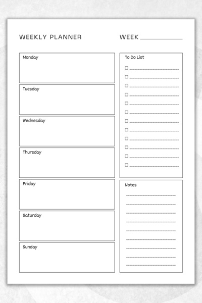 Ficksy Haftalık Planlayıcı - A4 Ebat Yapılacaklar - 30 Yaprak - Weekly Planner