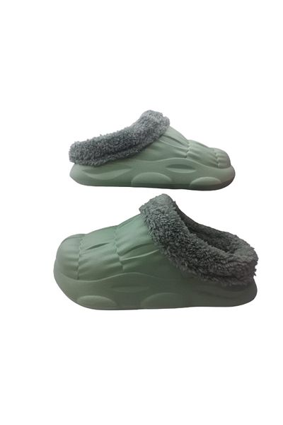 Akınal Bella Women's Pastel Green Non-Slip Plush Eva Slippers