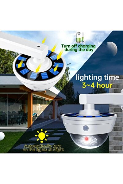 sgeteknoloji GÜNEŞ ENERJİLİ GECE GÖRÜŞLÜ HAREKET SENSÖRLÜ CAYDIRICI KUMANDALI SAHTE GÜVENLİK KAMERA