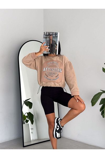 Noa Noa Плюшен суичър от 3 нишки с щампа