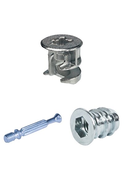 Hafele Minifix - 100 Takım 18 mm Ahşap İçin Metal Dubelli Minifix