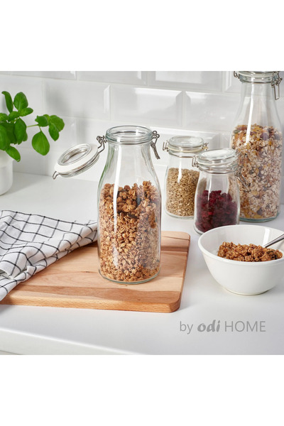 IKEA Kapaklı Çok Amaçlı Cam Kavanoz Kuru & Yaş Gıda Kavanozu 1 Litre