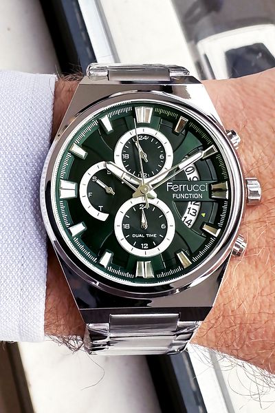 Ferrucci Function Men's Wristwatch 3 Atm Waterproof Silver Color Steel Cord + Bracelet Agr32 Wlg197