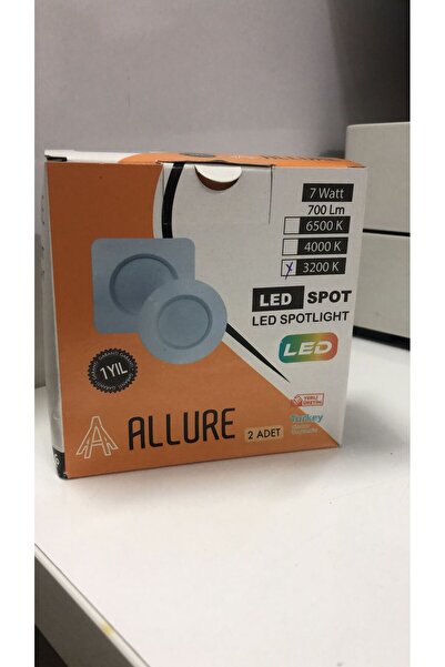 ALLURE Led Spotlıght 7watt 3200k Beyaz Kasa Günışığı Işık Dış Çap:110m Iç Çap...