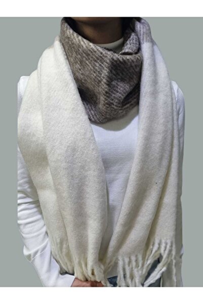 Trenderrs Γυναικείο φουλάρι ώμου με μαλακό μαλλί με φούντα καρό