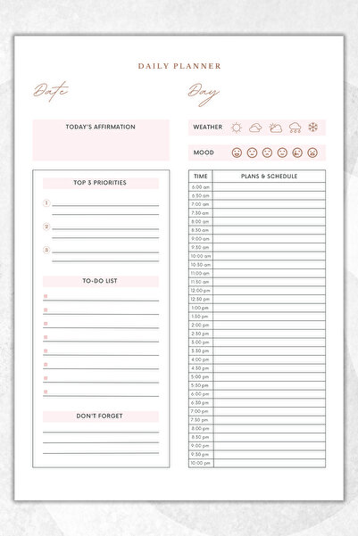 Ficksy مخطط يومي - مقاس A4 للقيام به - 30 ورقة - مخطط يومي