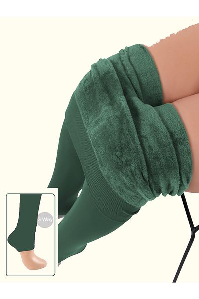 MİSTİRİK Model Ravena Corset eficient cu blană în interiorul plușului chiloți caldi de pluș Culoare verde