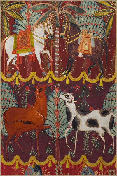 Rugs Modern Halı Çok Renkli Karnaval Temalı At ve Geyik Desenli Kreatif Moder...