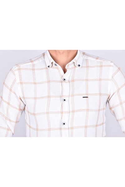Twin 404-1 Slimfit Ekose Gömlek Turuncu