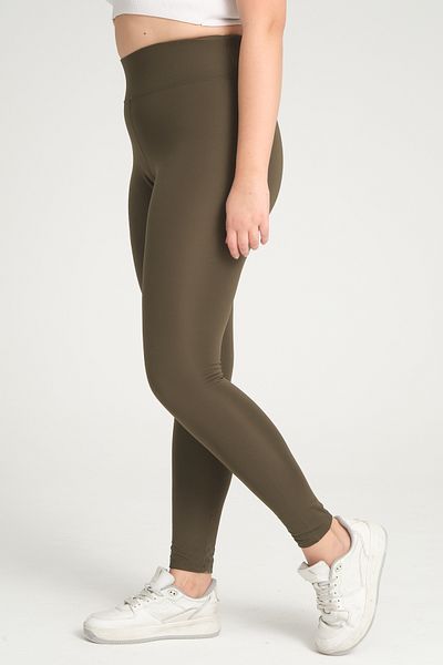 BANEGA Curve Plus Size Tricotat Şardonlu Fleece Iarnă Kaki Leggings