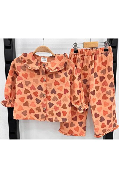 Pink Hippo Kids Košulja kragna Srce Sa deznom Djevojčički muslin pidžama set ...