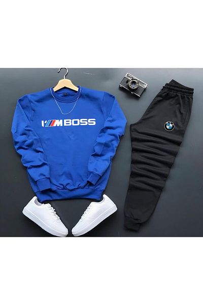 NewCabin New Season I'm Boss Printed Cotton Crew Neck Sweat-cotton Winter Sweatpants Σετ 2