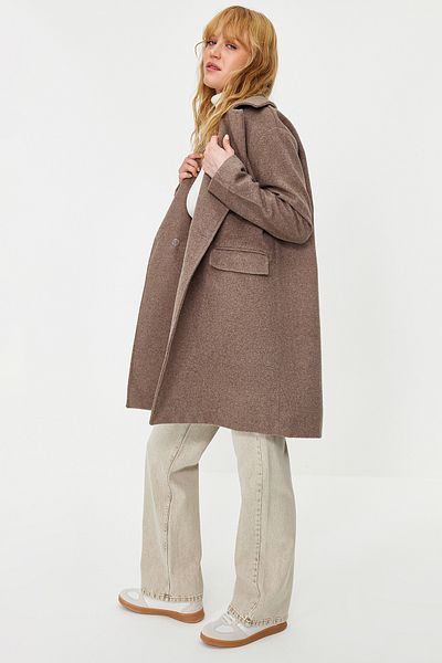 Trendyol Collection Norkový oversize široký střih kašmírový kabát TWOAW23KB00056