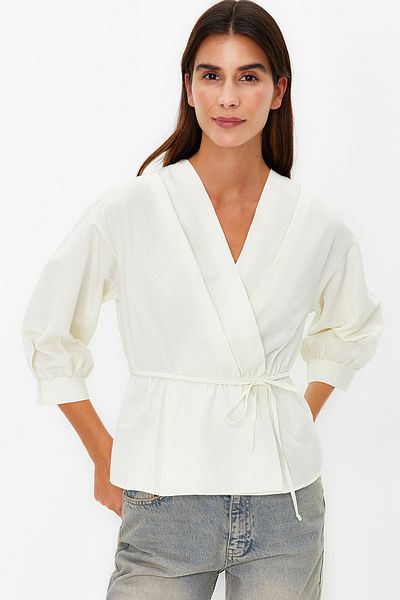Trendyol Collection Πέτρινη Διπλή Γραβάτα Λεπτομερής Υφαντή Μπλούζα TWOSS21BZ0287