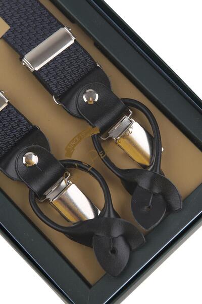 La Pescara Smoked Leather Connected Button Hole Jacquard Trouser Strap PAN163