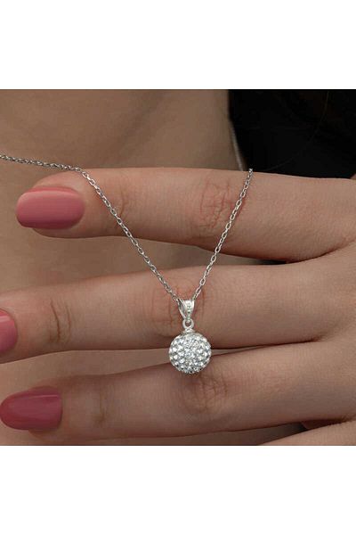 SECSHOP Silver White Crystal Stone Women's Necklace
