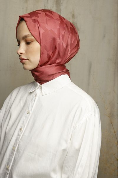 VALORSCARF CANDY PINK PUMP PATTERN SILKY JACQUARD SHAL