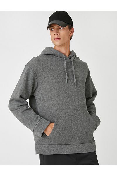 Koton Basic Hooded Sweatshirt with Pocket Detail
