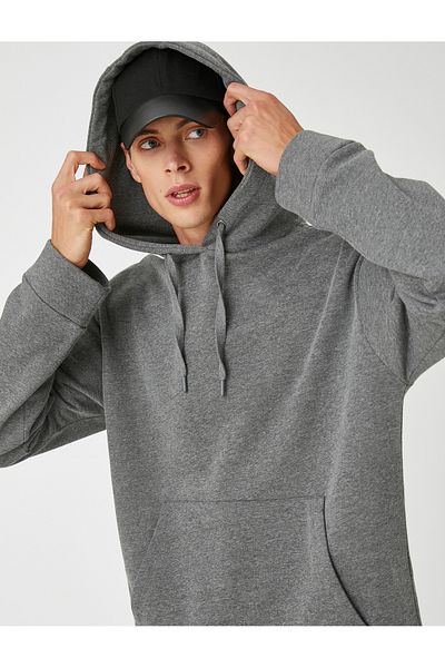 Koton Basic Hooded Sweatshirt with Pocket Detail