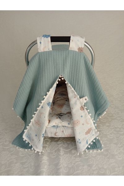 Wenaris Knitted pique fabric stroller cover, stroller cushion and stroller sheet 3 pieces