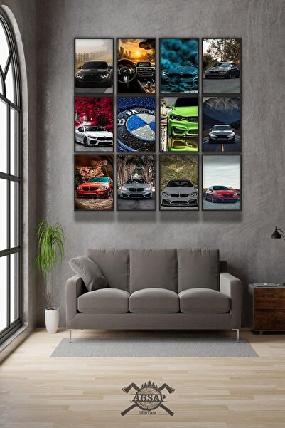 ahşap dünyam 12 parça BMW Resimleri Çerçeve Görünümlü Mdf tablo Duvar Süsü Hediyelik Eşya Yeni