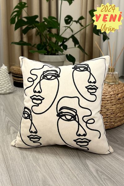 Filamente Husă de pernă boemă cu model cu pumn real cu design special, bej