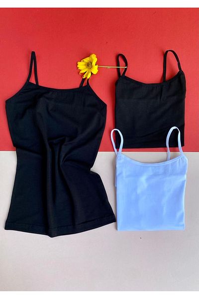 VicTroy 4 Pieces of Cotton and Lycra Women's Undershirt in Black and White Color with Rope Straps