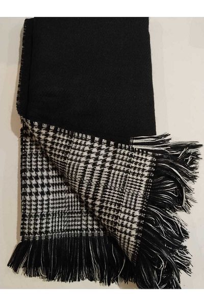 Betülce Double Sided Plaid Wool Shoulder Shawl - 70x190cm - Winter Shawls