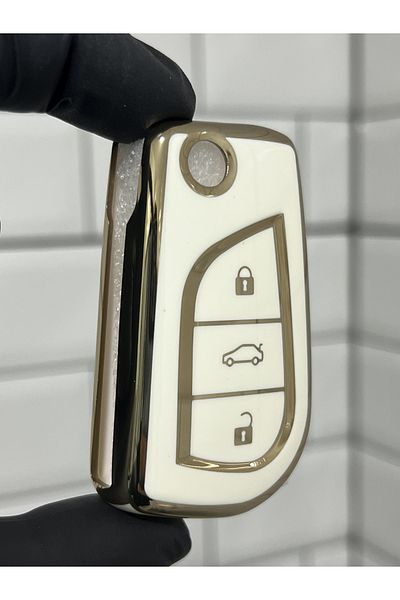 BARKAS ELEKTRONİK Toyota Corolla Camry Avensis Auris Yaris Aygo Switchblade Nano Key Case 3 Push Button White