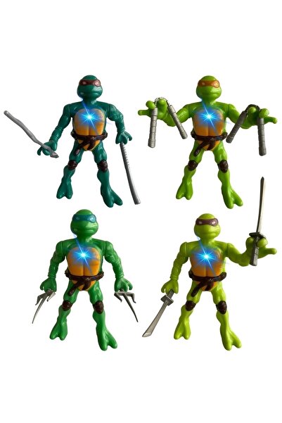Shem Ninja Kaplumbağalar Işıklı Aksesuarlı Ninja Turtles15 Cm Figür 4'lü Set