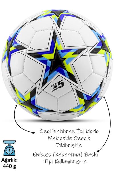Telvesse Futbol Topu Şampiyonlar Ligi Topu UCL Halı Saha Sert Zemin Dayanıklı Top No:5 Siyah FT510