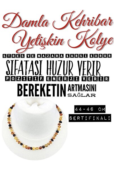Dkm Damla Kehribar Market Yetişkin Kadın Kehribar Kolyesi 44-46 Cm