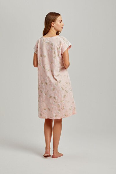 Pamuk & Pamuk Stone Color Lace ShoulderModalWomen's Nightgown