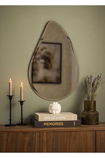 MKS Design Bizoteli Bronz Damla Ayna / Damla Asimetrik Ayna / Dekor Aynası / Konsol Aynası / Düzensiz Ayna