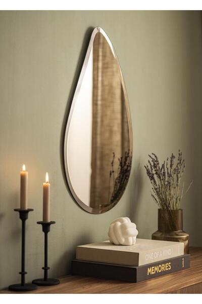 MKS Design Bizoteli Bronz Damla Ayna / Damla Asimetrik Ayna / Dekor Aynası / Konsol Aynası / Düzensiz Ayna