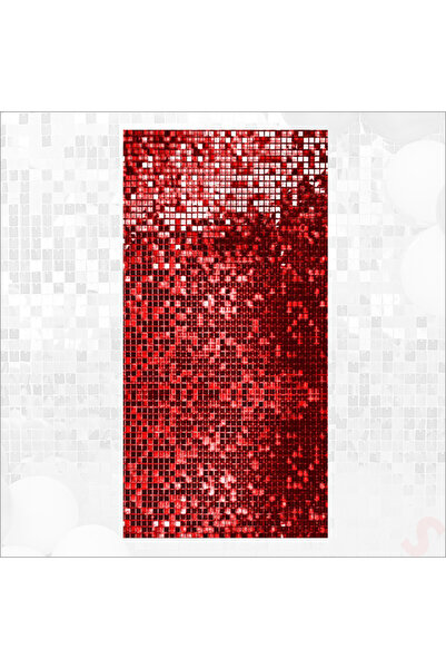 Süsle Baby Party Işıltılı Pul Payetli Arka Fon Paneli, 90cm x 180cm - Kırmızı