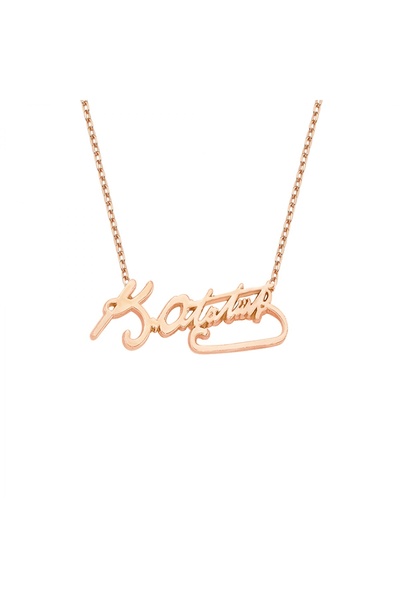 Altın Sepeti Rose Gümüş Kemal Atatürk İmzası Kolye