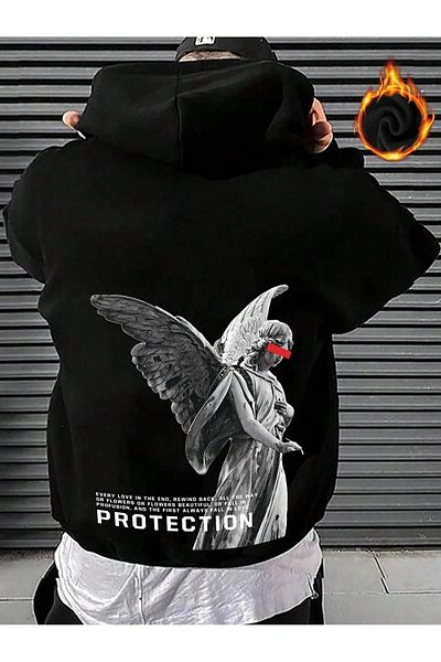 Machetta Hanorac oversize unisex cu imprimeu de protecție de mărime mare