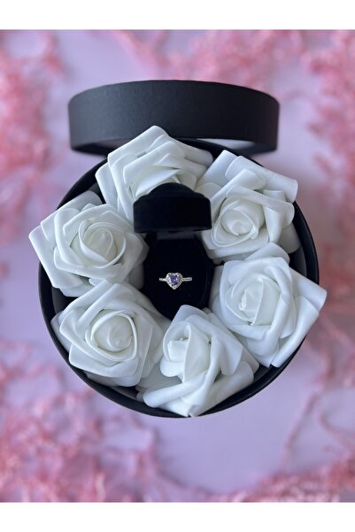 nilythings Ciddi İlişkim Var Yüzüklü (Lila Kalp Taşlı Baget Yüzük) Sevgiliye ...