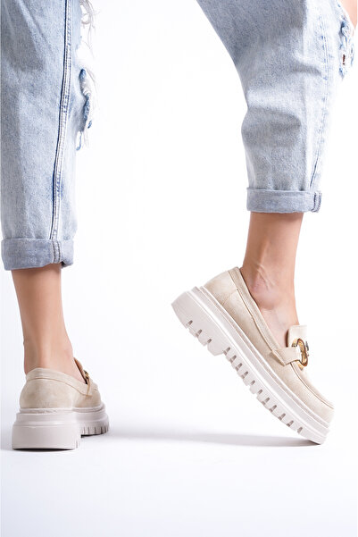 MARSEDO Дамски златни мокасини Huarache с дебела подметка и катарама